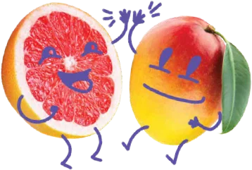 Mango and grapefruit snackpals high-fiving