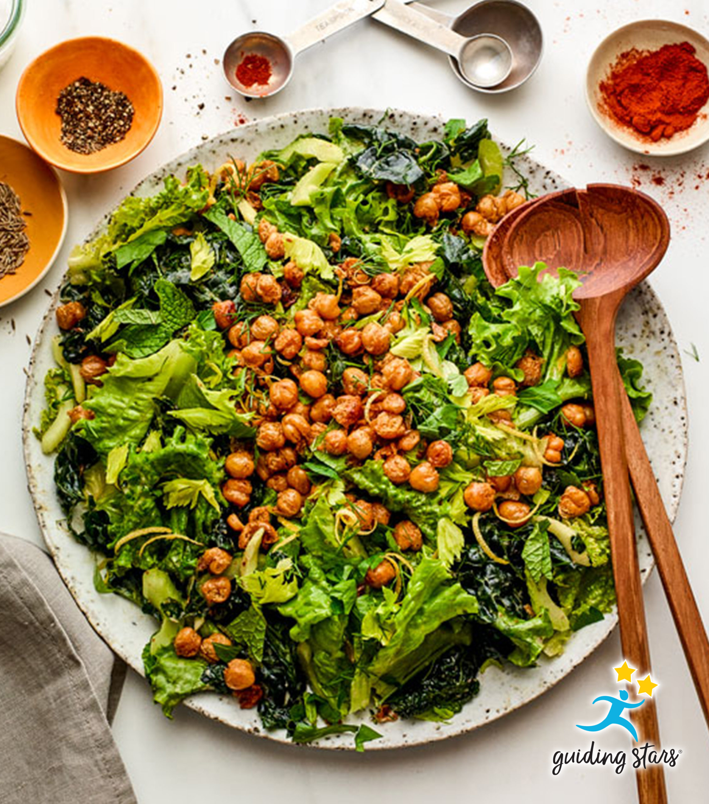 Winter Greens Salad With Crispy Chickpeas Hannaford Snack Pals